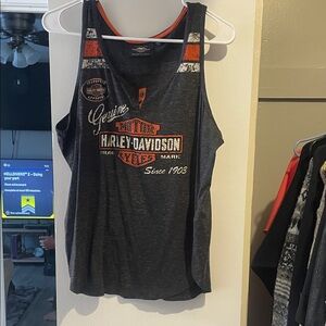 Harley-Davidson Charcoal Tank with Orange and White Accents